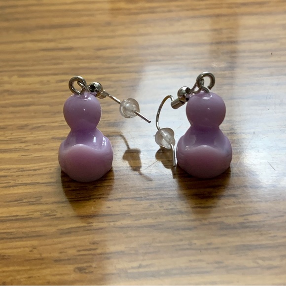 Purple Duck Drop Earrings - Picture 4 of 8